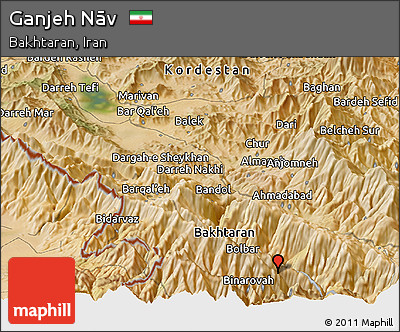 Satellite Panoramic Map of Ganjeh Nāv