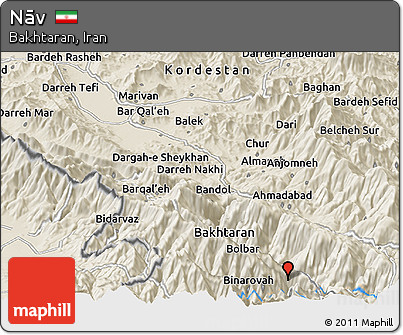 Shaded Relief Panoramic Map of Nāv