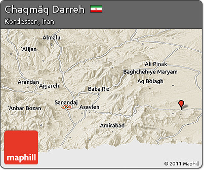 Shaded Relief Panoramic Map of Chaqmāq Darreh