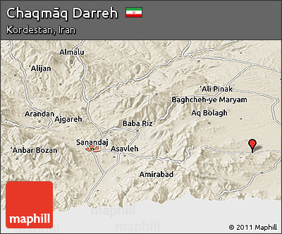Shaded Relief Panoramic Map of Chaqmāq Darreh
