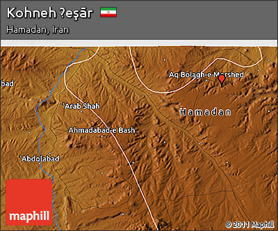 Physical 3D Map of Kohneh Ḩeşār