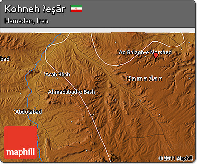 Physical 3D Map of Kohneh Ḩeşār