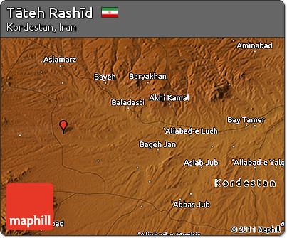 Physical 3D Map of Tāteh Rashīd