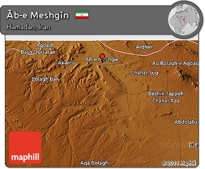 Physical 3D Map of Āb-e Meshgīn