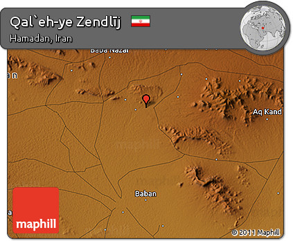 Physical 3D Map of Qal`eh-ye Zendlīj