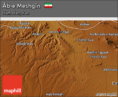 Physical 3D Map of Āb-e Meshgīn