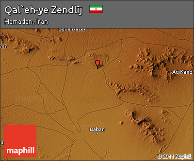 Physical 3D Map of Qal`eh-ye Zendlīj
