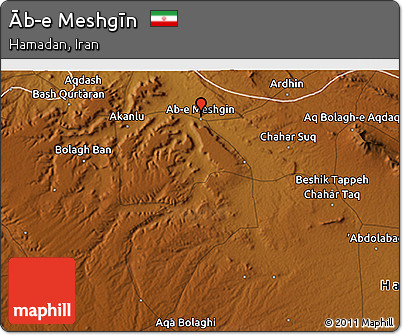 Physical 3D Map of Āb-e Meshgīn