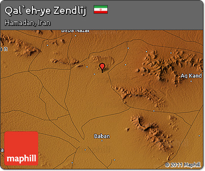 Physical 3D Map of Qal`eh-ye Zendlīj