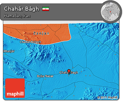 Political 3D Map of Chahār Bāgh