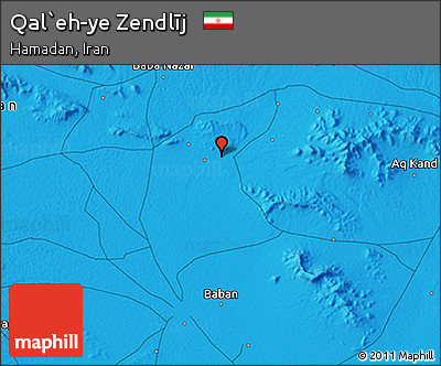 Political 3D Map of Qal`eh-ye Zendlīj
