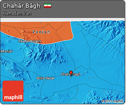 Political 3D Map of Chahār Bāgh