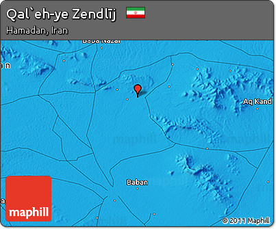 Political 3D Map of Qal`eh-ye Zendlīj