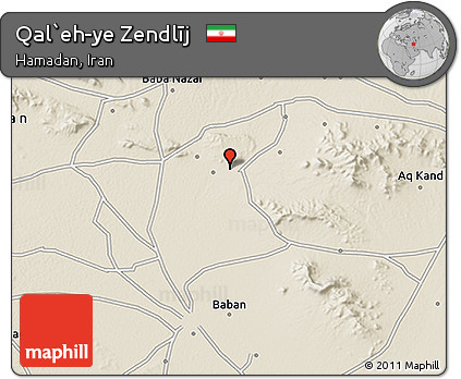Shaded Relief 3D Map of Qal`eh-ye Zendlīj