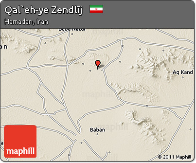 Shaded Relief 3D Map of Qal`eh-ye Zendlīj