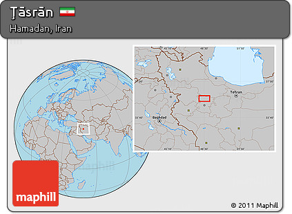 Gray Location Map of Ţāsrān