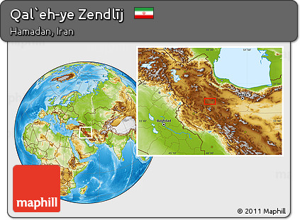 Physical Location Map of Qal`eh-ye Zendlīj