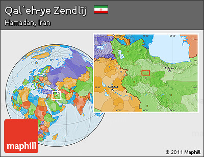 Political Location Map of Qal`eh-ye Zendlīj