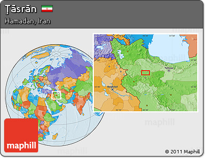 Political Location Map of Ţāsrān