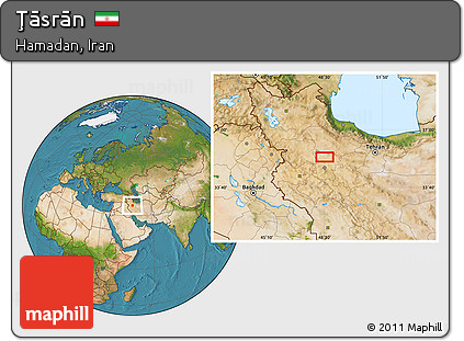 Satellite Location Map of Ţāsrān