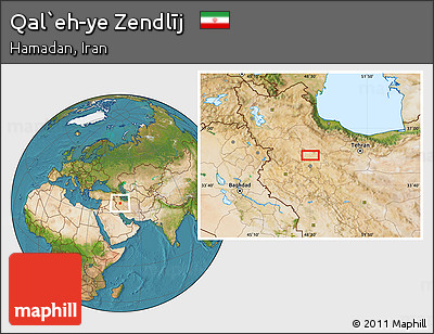 Satellite Location Map of Qal`eh-ye Zendlīj