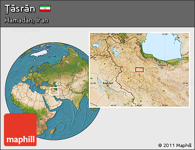 Satellite Location Map of Ţāsrān