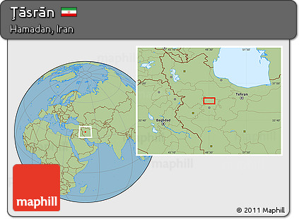 Savanna Style Location Map of Ţāsrān
