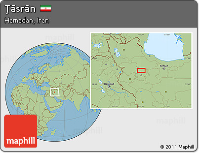 Savanna Style Location Map of Ţāsrān