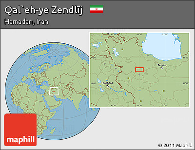 Savanna Style Location Map of Qal`eh-ye Zendlīj
