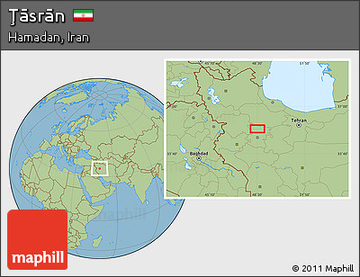 Savanna Style Location Map of Ţāsrān