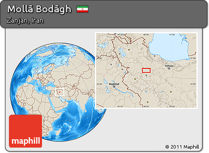 Shaded Relief Location Map of Mollā Bodāgh
