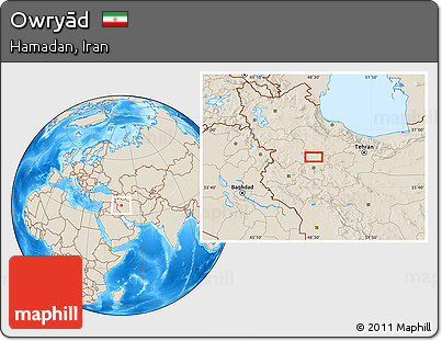 Shaded Relief Location Map of Owryād