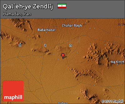 Physical Map of Qal`eh-ye Zendlīj