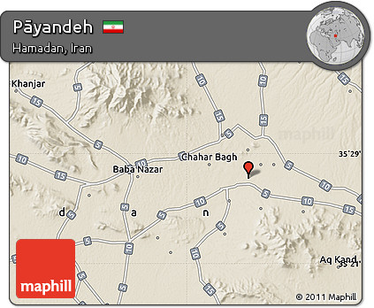 Shaded Relief Map of Pāyandeh