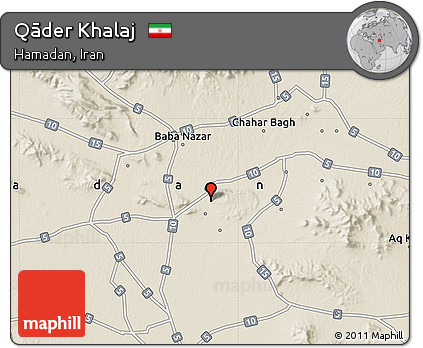 Shaded Relief Map of Qāder Khalaj