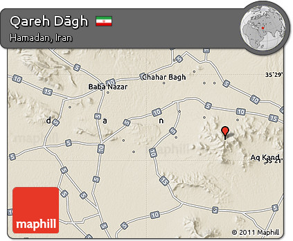 Shaded Relief Map of Qareh Dāgh