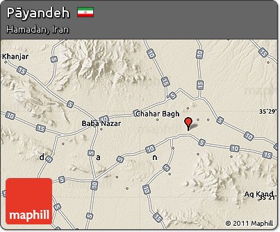 Shaded Relief Map of Pāyandeh