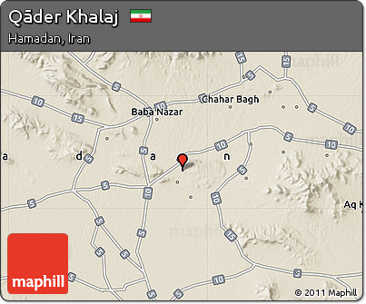 Shaded Relief Map of Qāder Khalaj