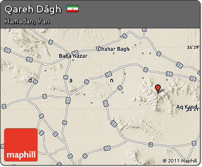 Shaded Relief Map of Qareh Dāgh