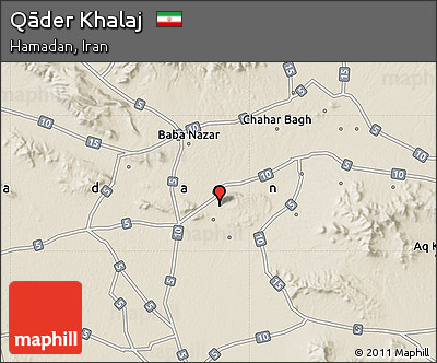 Shaded Relief Map of Qāder Khalaj