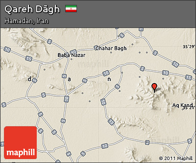 Shaded Relief Map of Qareh Dāgh