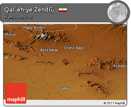 Physical Panoramic Map of Qal`eh-ye Zendlīj