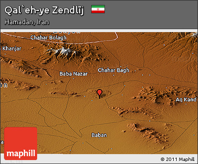 Physical Panoramic Map of Qal`eh-ye Zendlīj