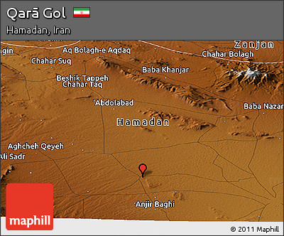Physical Panoramic Map of Qarā Gol