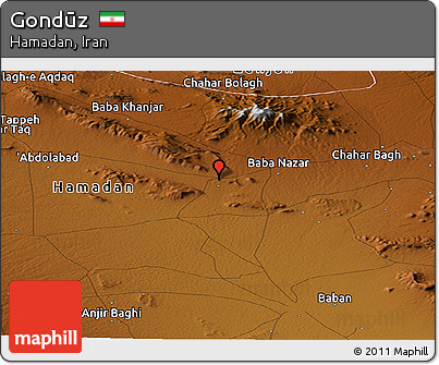 Physical Panoramic Map of Gondūz
