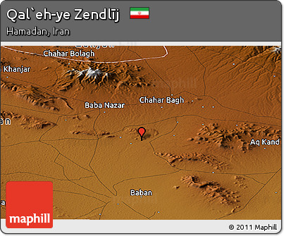 Physical Panoramic Map of Qal`eh-ye Zendlīj