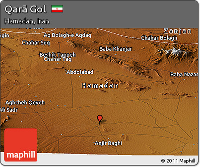 Physical Panoramic Map of Qarā Gol
