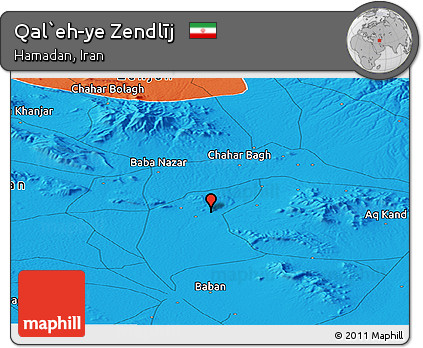 Political Panoramic Map of Qal`eh-ye Zendlīj