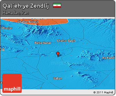 Political Panoramic Map of Qal`eh-ye Zendlīj