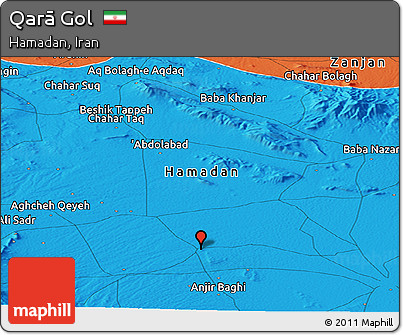 Political Panoramic Map of Qarā Gol